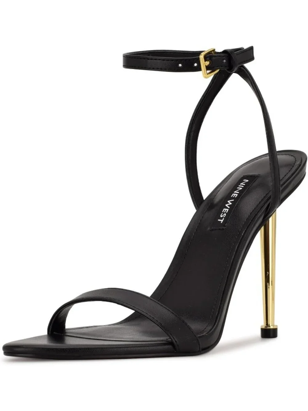 Women's Black Open Toe Ankle Strap Reina Lightweight Stiletto Heel Sandal Shoes